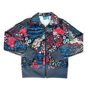 Adidas Firebird Track Jacket Floral & Black Full Zip Streetwear Women Size Small